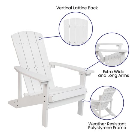 Flash Furniture White Adirondack Chairs with Gray Cushions, 2PK 2-JJ-C14501-CSNGY-WH-GG